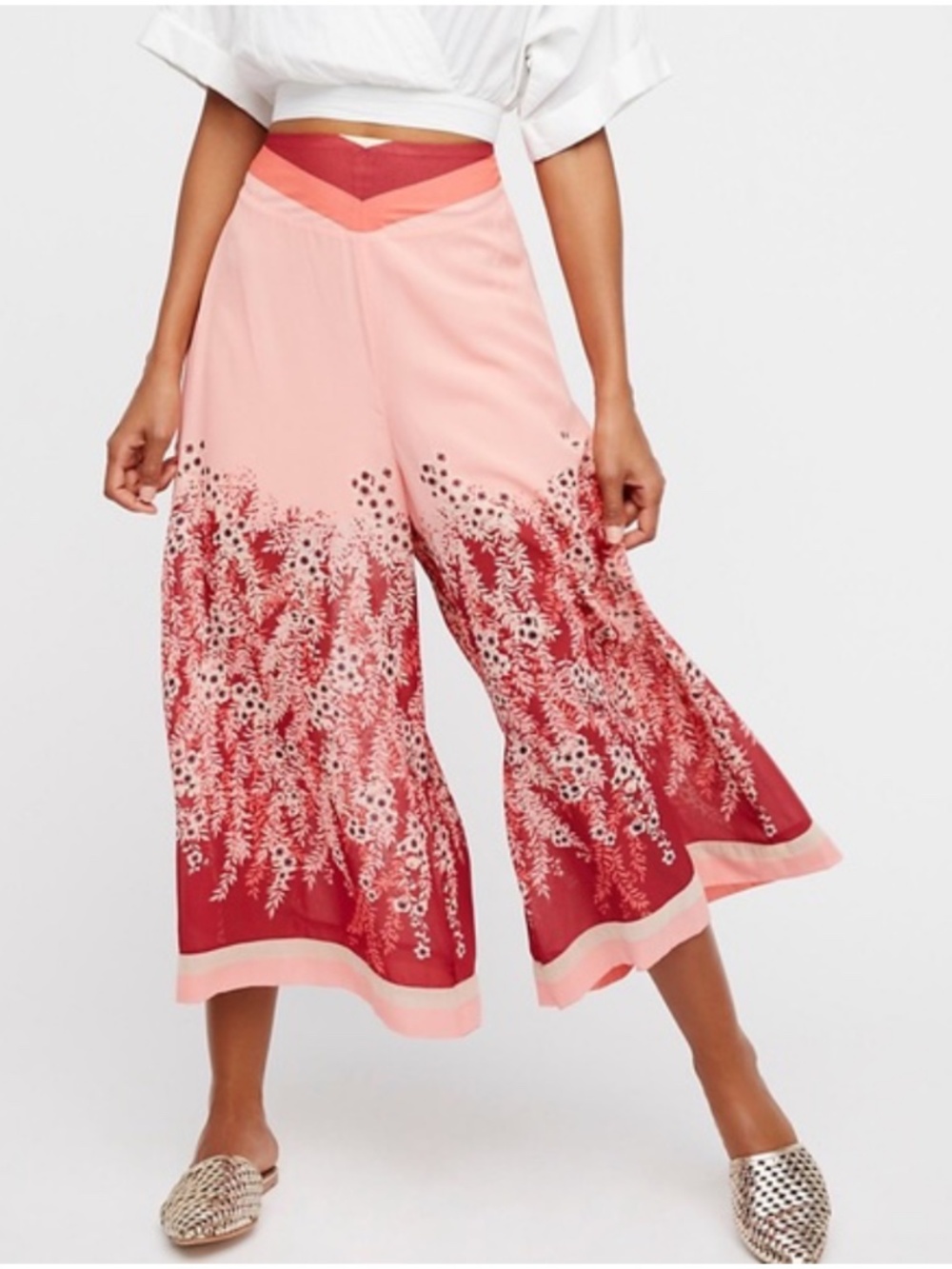Free People Off The Grid‎ Chiffon Floral Printed Culottes Size Medium
